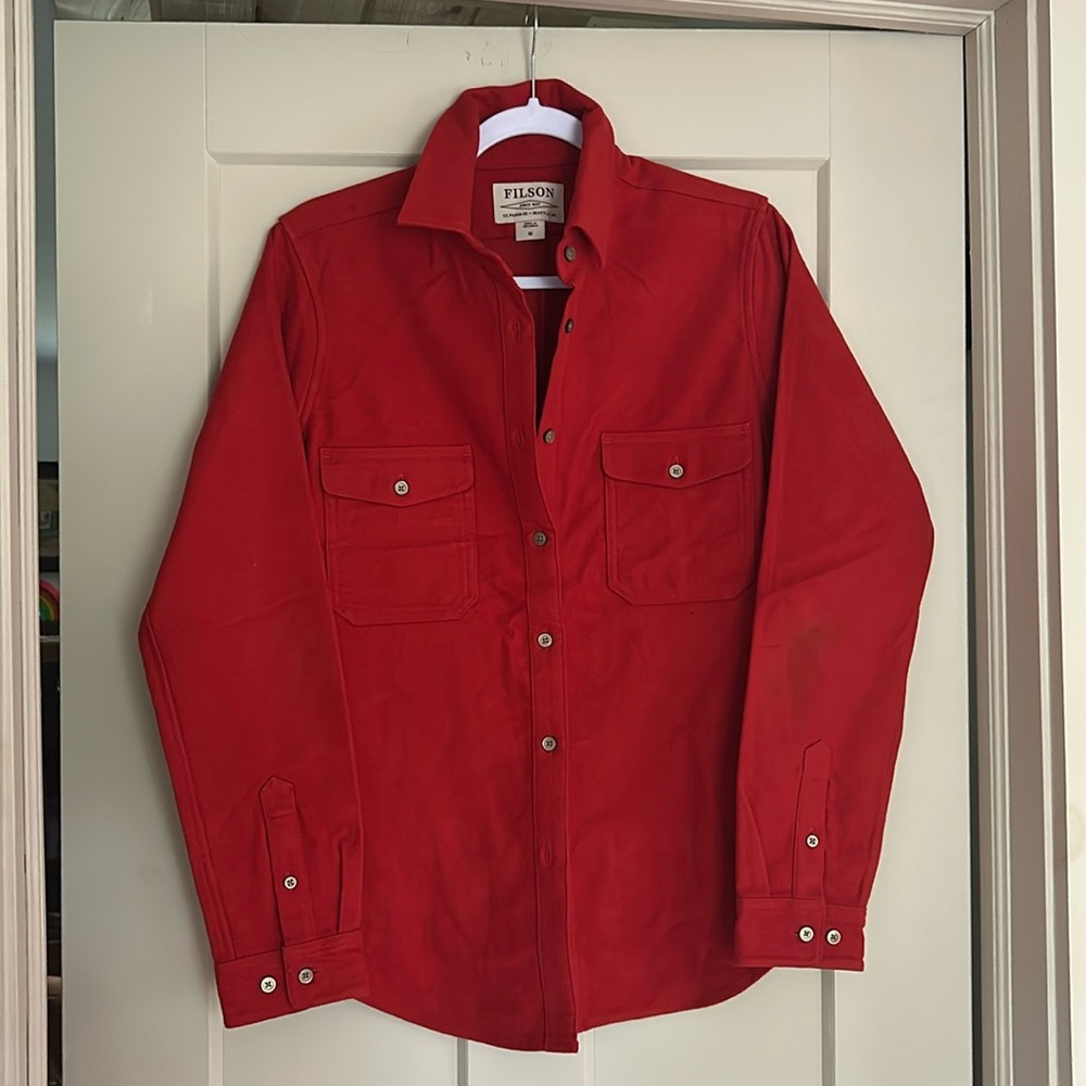 New Filson Women’s Moleskin Chamois Field Shirt in Orange - Size Medium